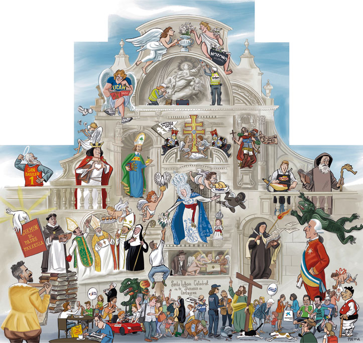 Orthem cubre el andamio de la Catedral con una lona que invita a descubrir los secretos ocultos tras los trabajos en curso